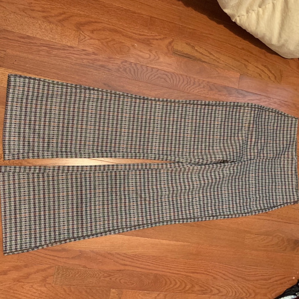 Zara Houndstooth Plaid Winter Flare Pants
